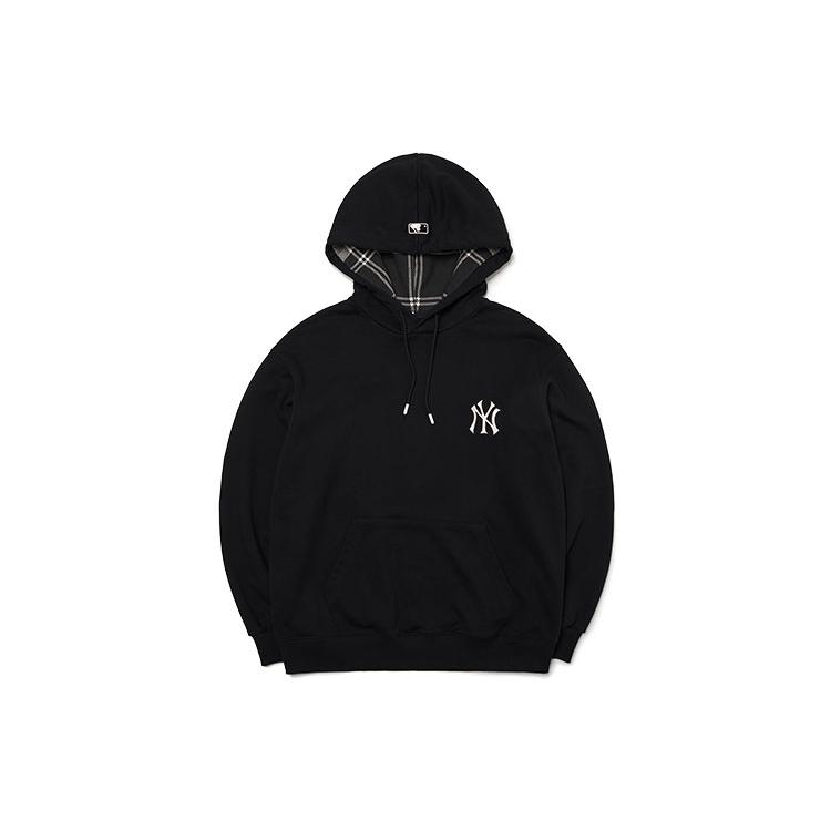 MLB Base Logo Sweatshirts Unisex Black Hooded Moderate Regular 3AHDC0114-50BKS S