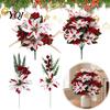 Arranjos Florais de Natal para Decoração Flores Artificiais, Hastes Falsas de Poinsétia Vermelha com Frutas e Flores Realistas de Tecido Plástico Galhos de Pinheiro,