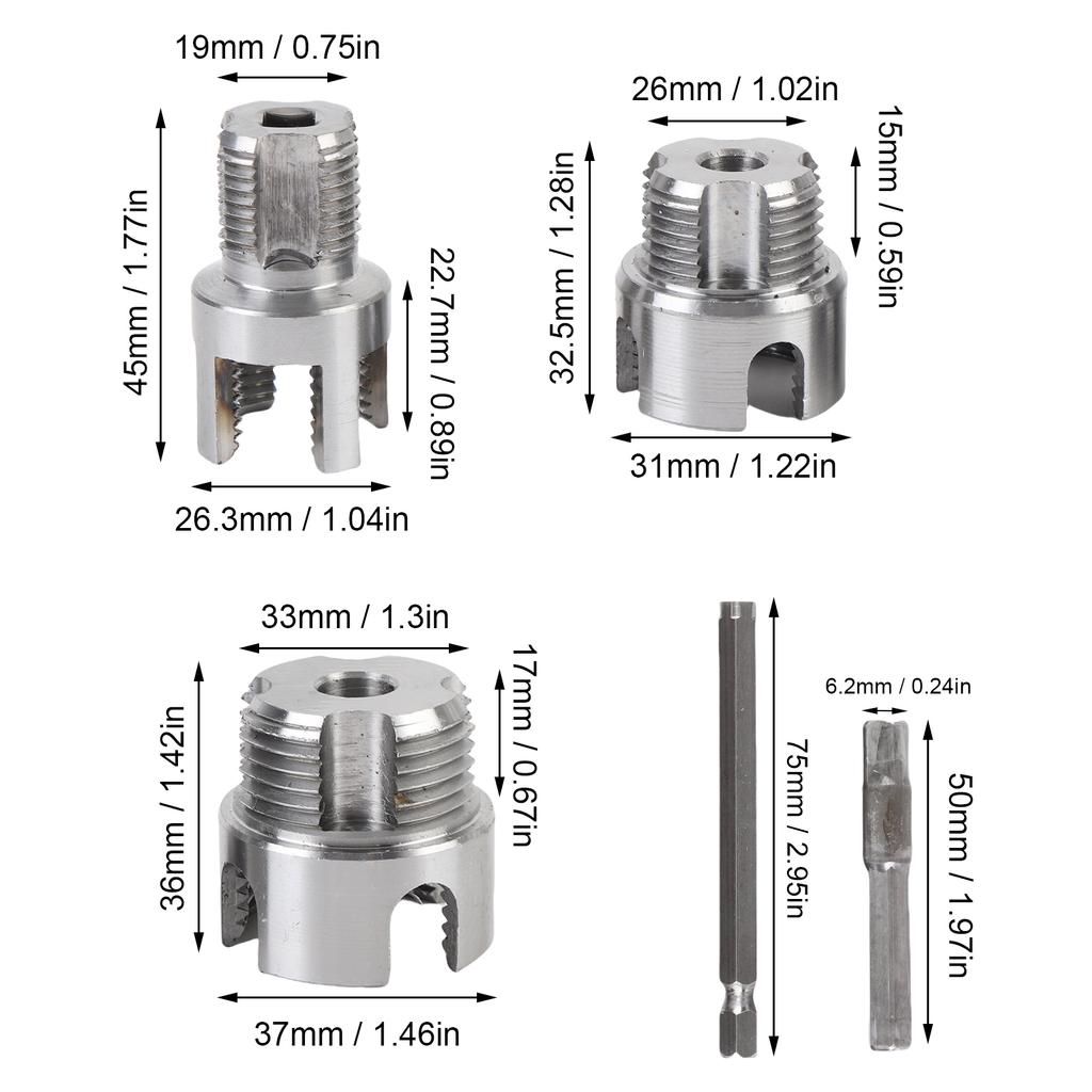 Integrated Internal External Pipe Threading Tool 1/4in Hex Shank G1/2 G3/4 G1 Pipe Thread Maker for Plumbing Construction