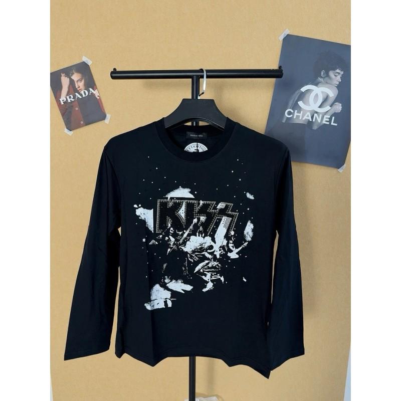 D2 American High Street Band Graphic T-Shirt Unisex Casual Basic Black Crewneck Short Sleeve