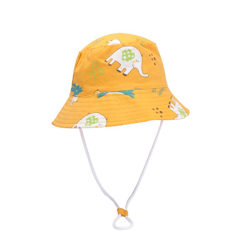 Cartoon Tier Baby Fischerhut Niedlicher Dinosaurier-Print Fischerhut für Junge Mädchen Sommer Verstellbar Breite Krempe Kinder Panama Sonnenhüte