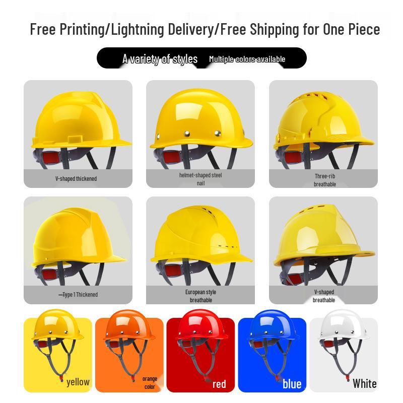 LIKAI Safety Helmet: Thick, Impact-Resistant Construction Site Protection with Customizable Printing for Supervisors and Engineers
