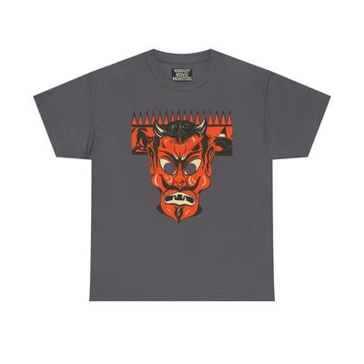 Devil Mask Halloween Die-cut T-Shirt Unisex Heavy Cotton Tee Vintage Retro
