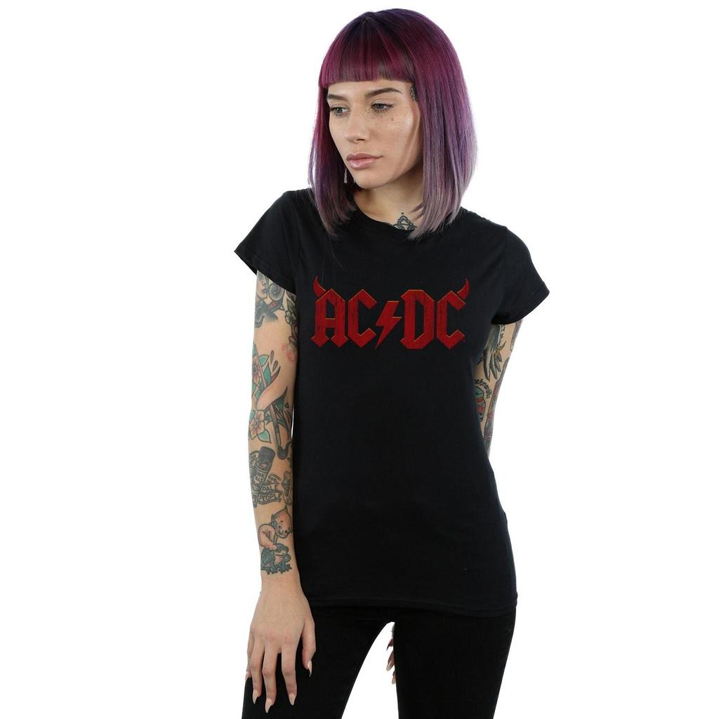 AC/DC Womens/Ladies Horns Logo Cotton T-Shirt