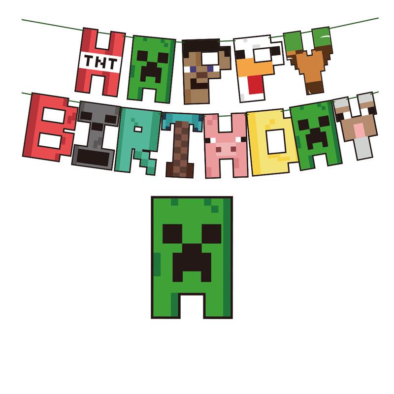 

Флажки и топперы для торта для вечеринки в стиле пиксельной мозаики Майнкрафт