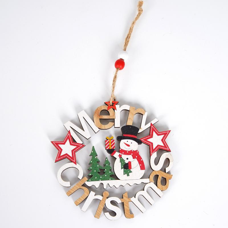 Merry Christmas Santa Claus Wooden Pendant Wall Xmastree Hanging Ornament Decoration For Home New Year Gift Christmas Decor