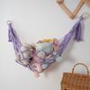 Woven Cotton Toy Net, Boho Wall Hanging Organizer, Handmade Storage Hammock for Stuffed Animals, Kids Room Nursery Decor