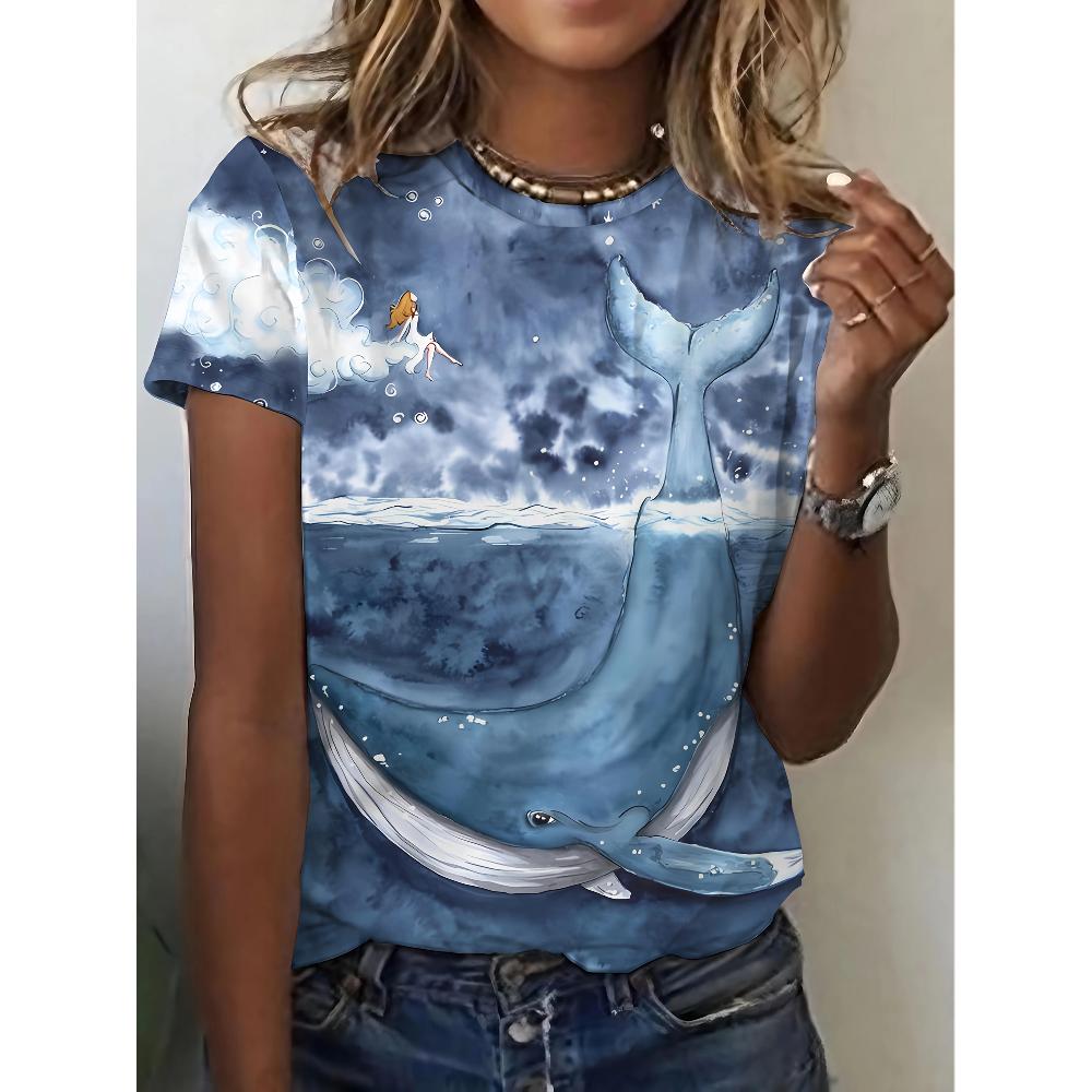 

Comfortable Women s Short Sleeve Loose Animal Print Top Fashion Casual T-Shirts Women’s S