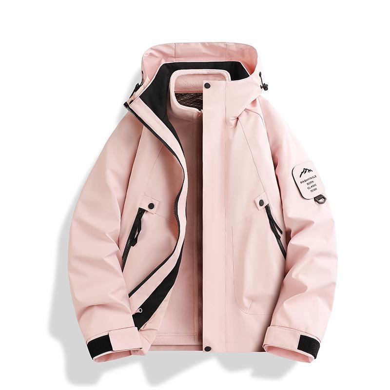 Skijacke Set: Schwarz-Gold-Fleece Warme Innenlage mit 75D Doppelwarp-Schuss, Drei-in-Eins-Design für Paare