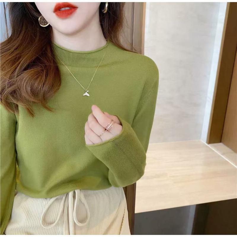 

Женская черная облегающая водолазка, свитер для ношения под низ, белый тонкий вязаный свитер, осенне-зимний топ average size [recommended 80-60kg]