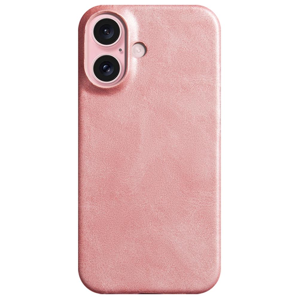 For iPhone 16 Case Calf Texture PU Leather Hard PC Protective Phone Cover