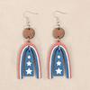 Elegant Star and Stripes Earrings for Independence Day Parties Wooden Earrings Patriotic Ear Accessories for Women