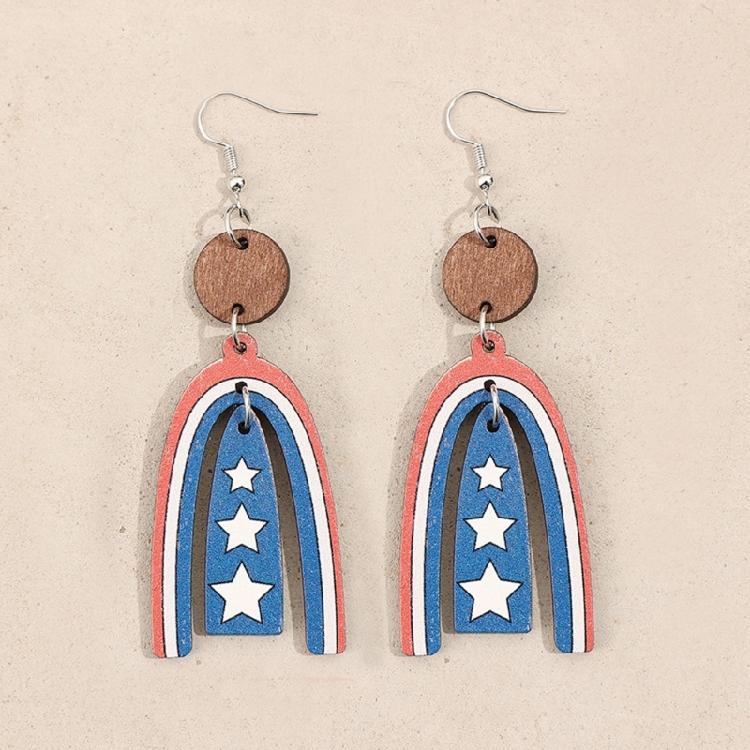 Elegant Star and Stripes Earrings for Independence Day Parties Wooden Earrings Patriotic Ear Accessories for Women