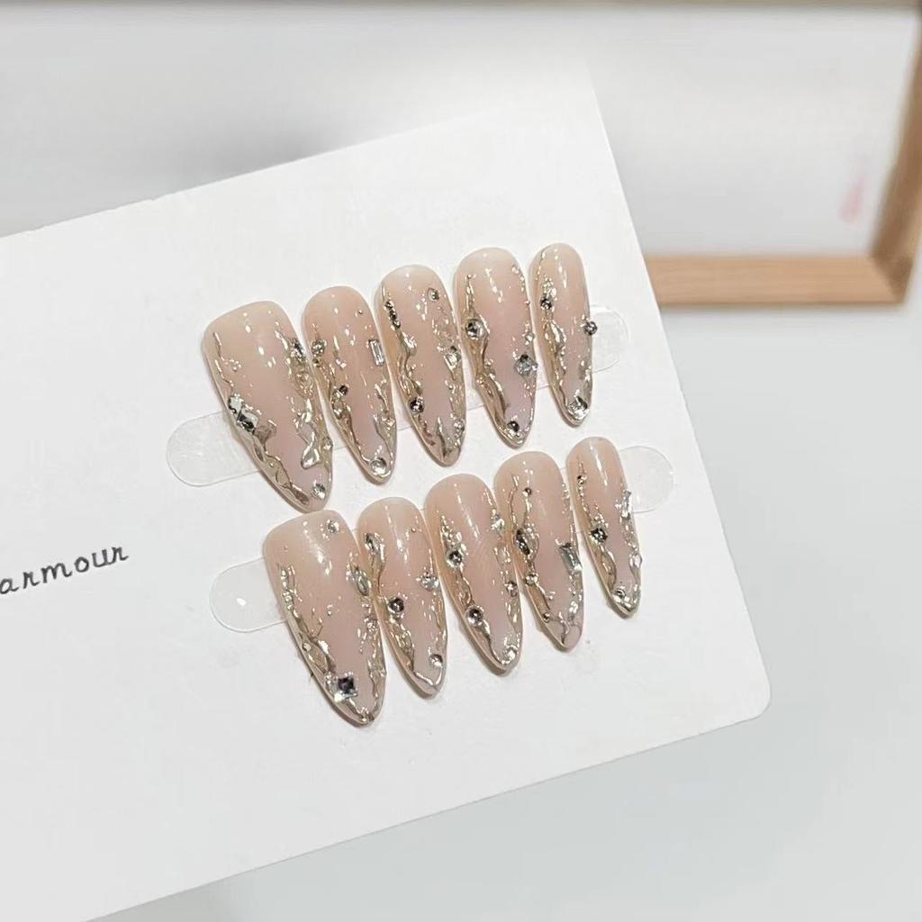 Reine Hand-Tragbare Rüstung Fortgeschrittene Atmosphäre Nude Farbverlauf Französischer Unregelmäßiger Spiegelpuder Abnehmbare Maniküre