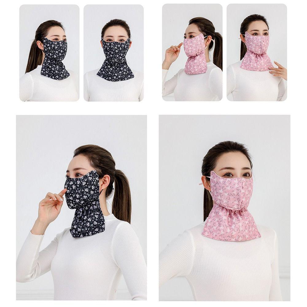 Thickened Face Shield Floral Pattern Cycling Face Shield  Winter Outdoor Activities