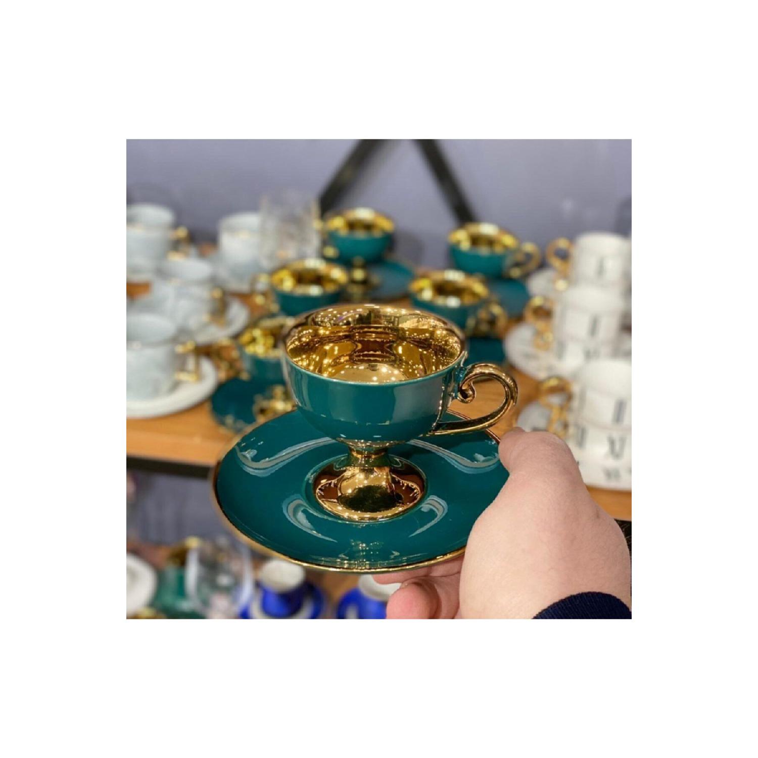 

Std 6-person Green Gold Left Coffee Cup Cup Set Victoria-3000 Classic зелений