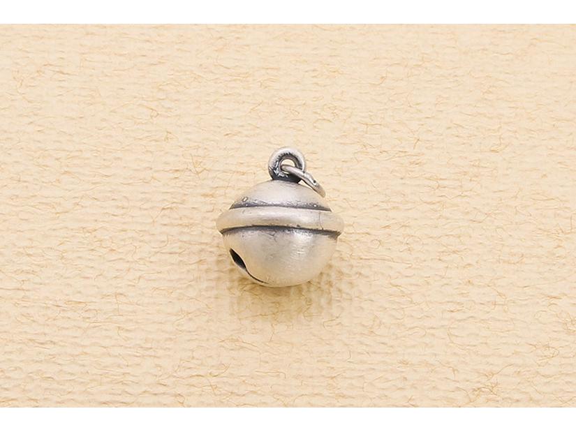 S999 Sterling Silver 3D Frosted Baby Bell Pendant Charm for DIY Beading/Braiding (Non-Ringing)