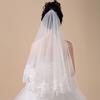 Womens Short Fingertip Length 1 Tier Lace Edge Wedding Bridal Veil Bride Tulle Hair Accessories Without Metal Comb