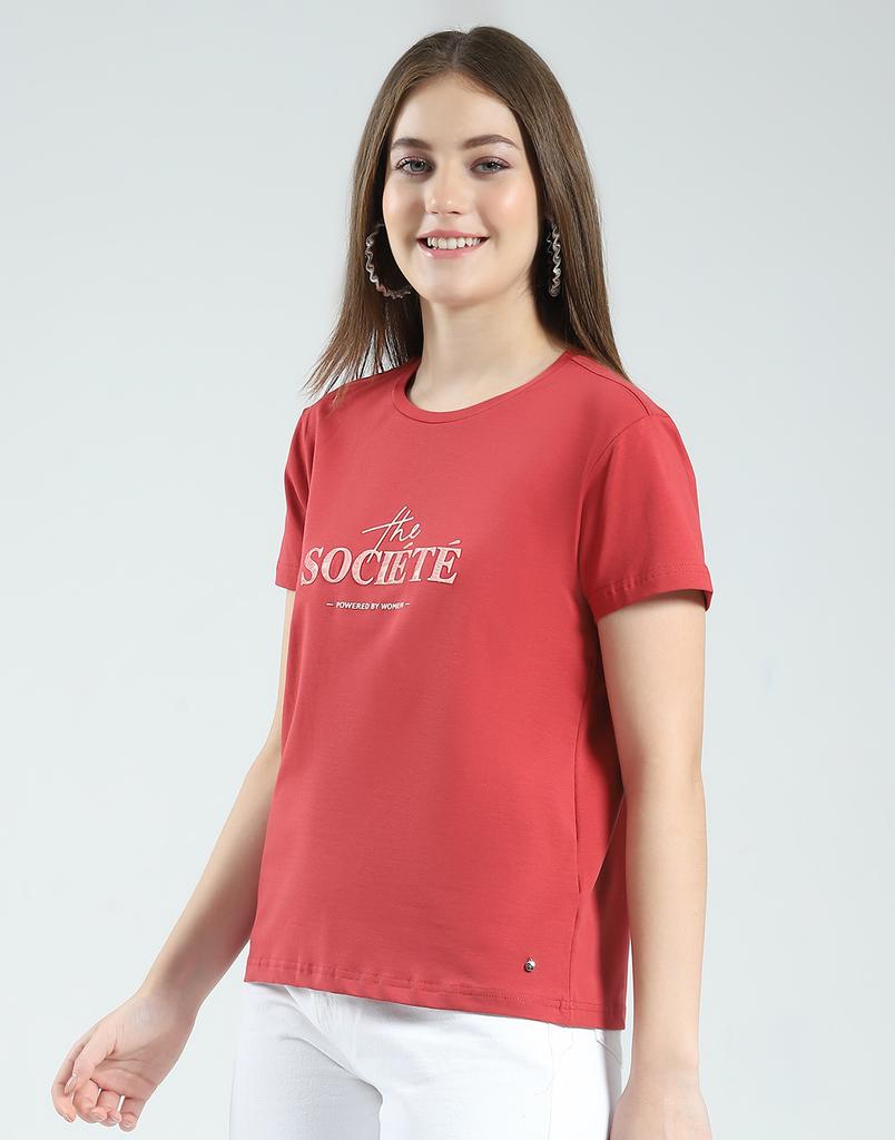 MONTE CARLO Womens Printed Round Neck Half Sleeve Regular Fit Top