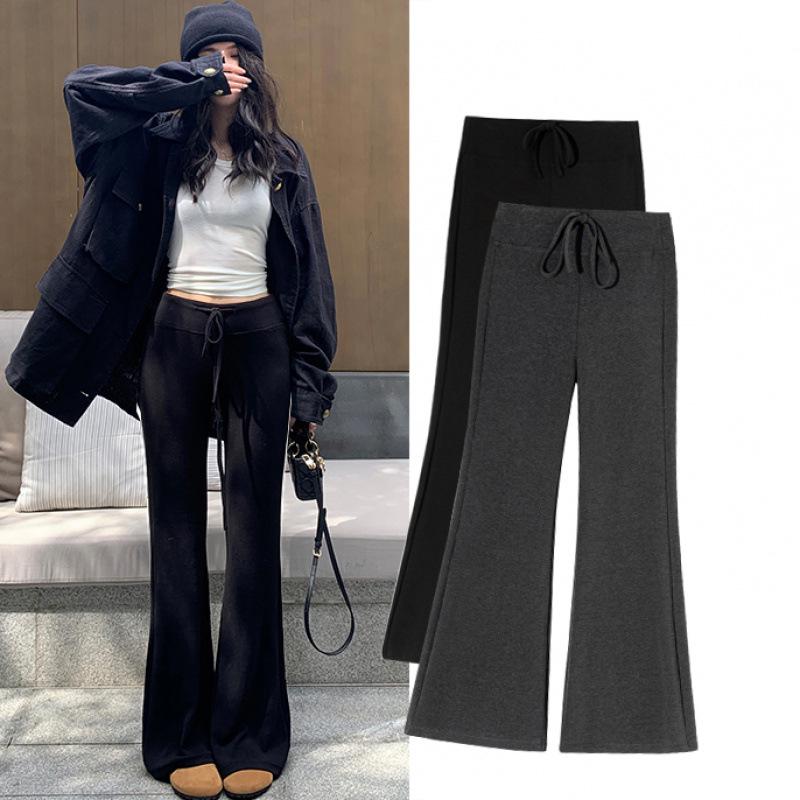 2024 Autumn/Winter Fleece-Lined Maternity Yoga Bell Bottoms – Cashmere-Like and Floor-Length XL