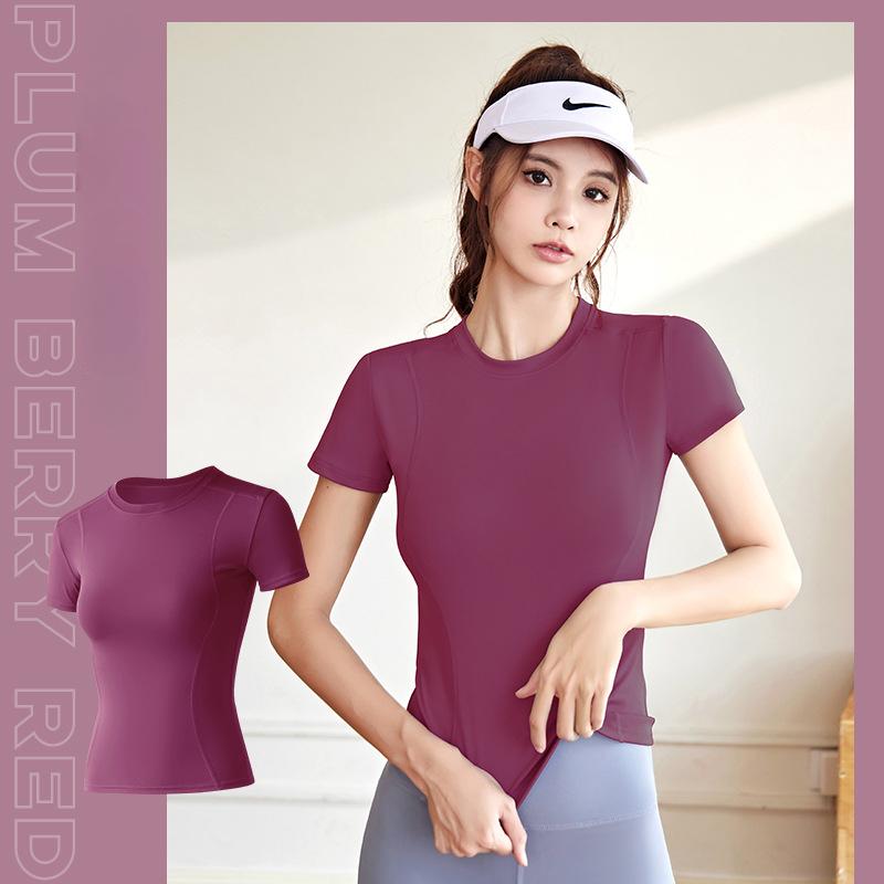 

Spring and Summer Slim Fit Sports Short-sleeved T-shirt Yoga Clothing Tops Women s Fitness Tight Running Yoga Short Sleeves XXXL