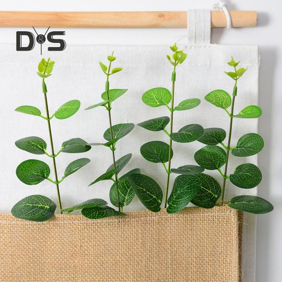10Pcs Artificial Eucalyptus Leaves Branch with Stem Realistic Reusable Faux Green Plants Greenery Home Table Centerpiece Decoration Photo Props