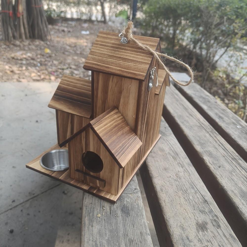 Verdicktes Holz Vogelhaus Futterhaus Rustikaler Stil Hängendes Vogelhaus Vogelbrutkasten Gartendekoration