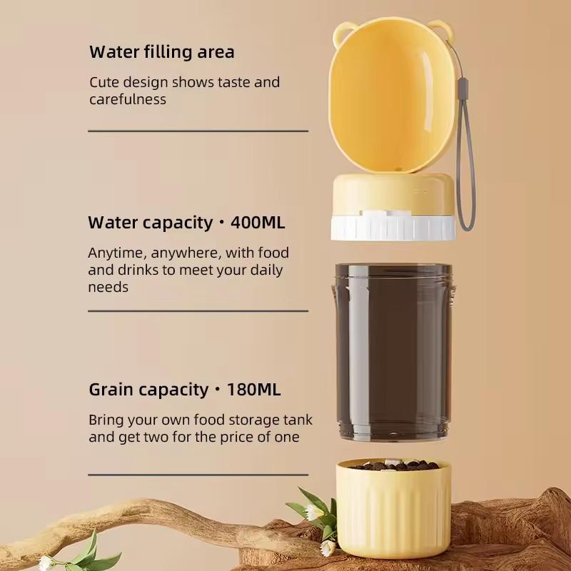 Portable 2 - in - 1 Dog Water Bottle with Food and Water Container Pet Feeder Bowl for Outdoor Travel Dog Drinking Bowls