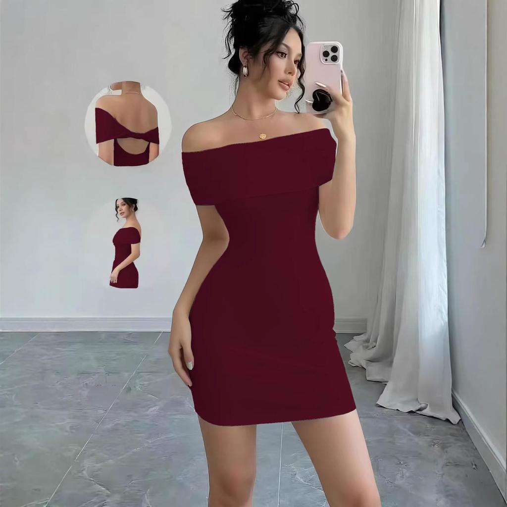 2025 European & American Spring/Summer Backless One-Shoulder Slim-Fit Dress