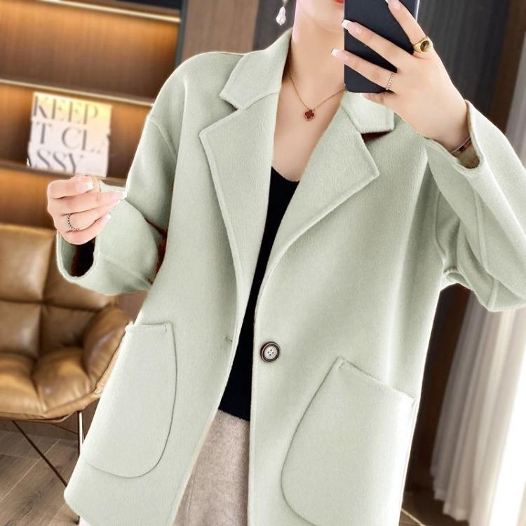 Winter Wool Coat for Women Loose Fit Tweed Jacket Oversized Warm Outerwear