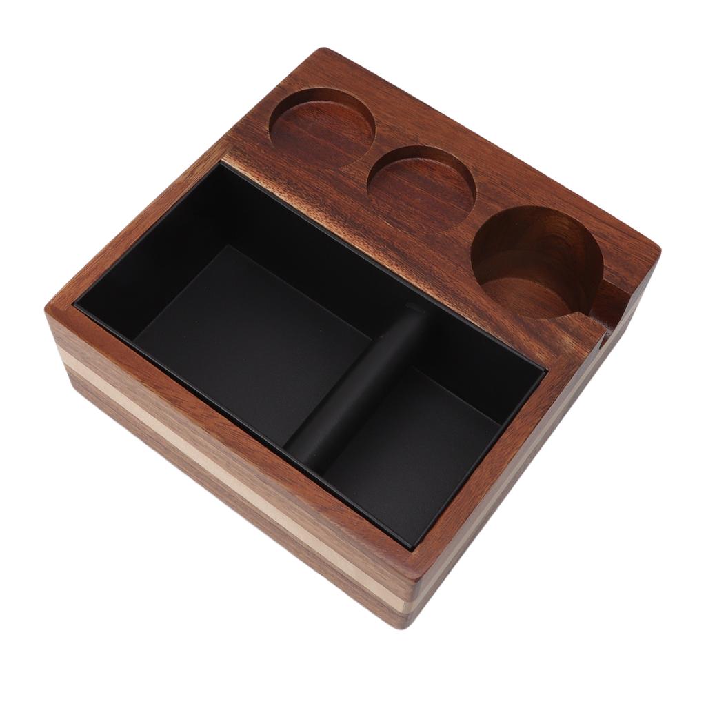 4 In 1 Wooden Coffee Knock Box Wood Coffee Grounds Container Box for Kitchen Canteen Western