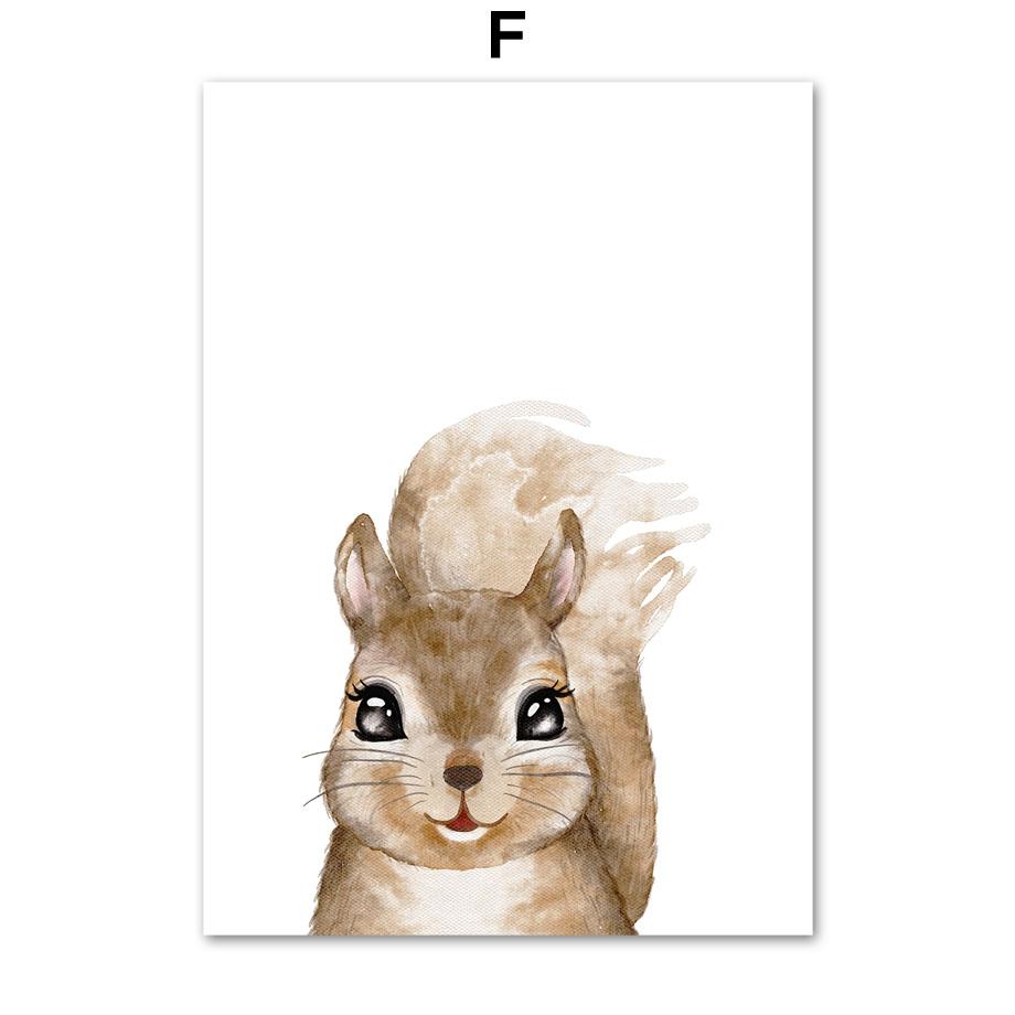 

Лесные животные, лесной кролик, олень, лиса, енот, детская настенная живопись, холст, картина, плакат, настенные панно, декор для детской комнаты A4 21X30cm No Framed