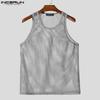 INCERUN Summer Men's Hollow Out Sleeveless Sheer Mesh Tank Tops