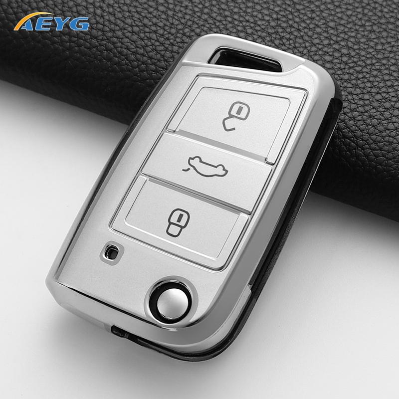New Tpu Car Remote Key Case Cover Shell For Vw Volkswagen Golf 7 Mk7 Tiguan Mk2 For Seat Ateca Leon Fr 2 Ibiza Auto Accessories