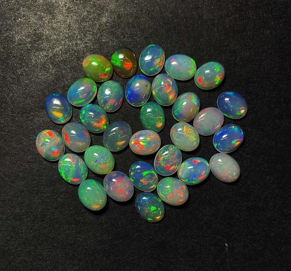 Natural Good Quality Ethiopian Opal Oval Cabochon Loose Gemstone Lot 10 Pcs 7*9 MM Opal Cabochon Gemstone For Jewelry Making