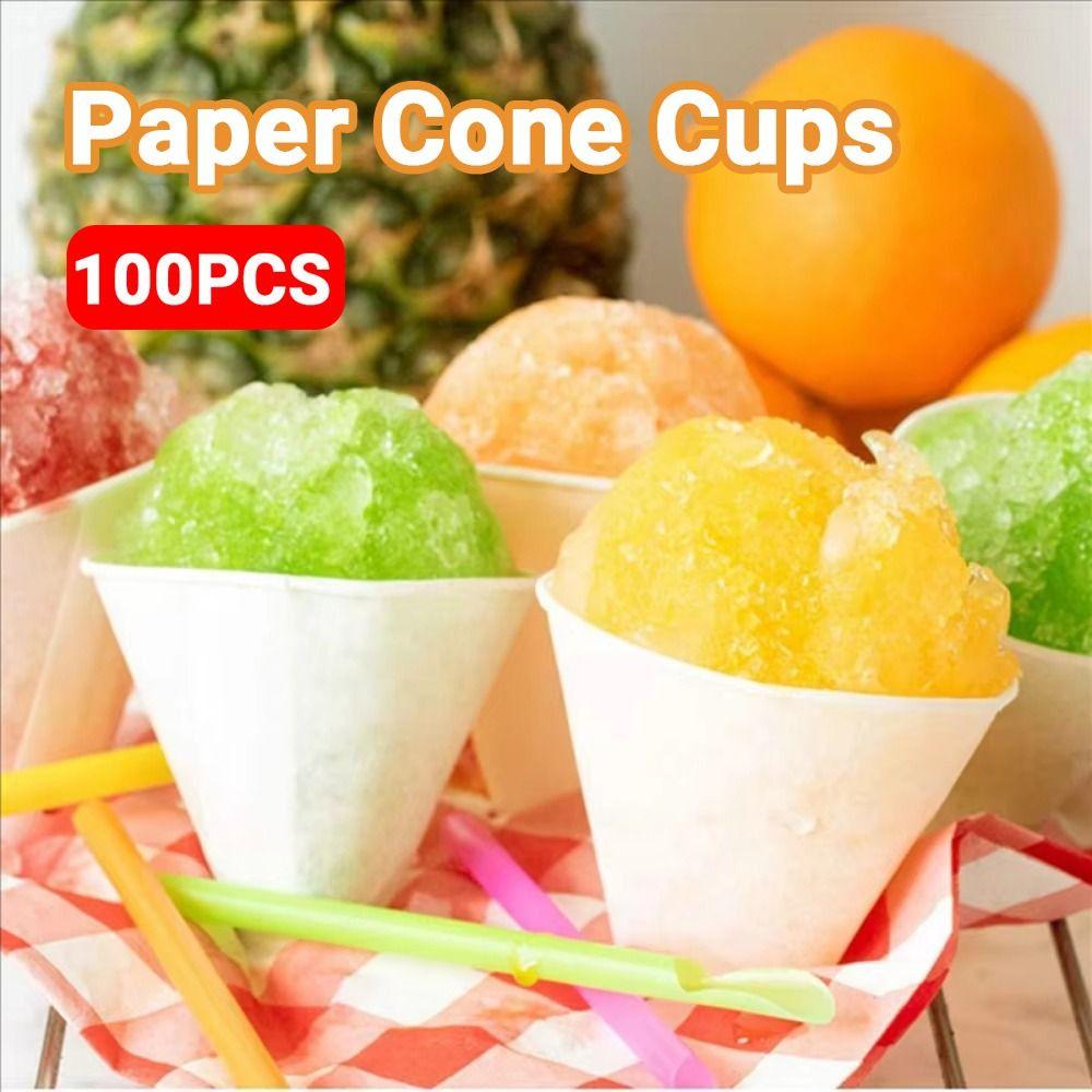 200Pcs 3.7Oz/4.5Oz White Paper Cone Cups Leakproof 200 Count Disposable Paper Cups Thicken Multi-functional Snow Cone Cups
