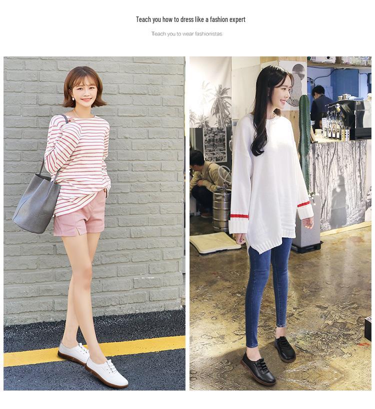 Women's Genuine Leather White Loafers: Soft Sole, Hollowed Design, Korean Style, Perfect for Casual Walking