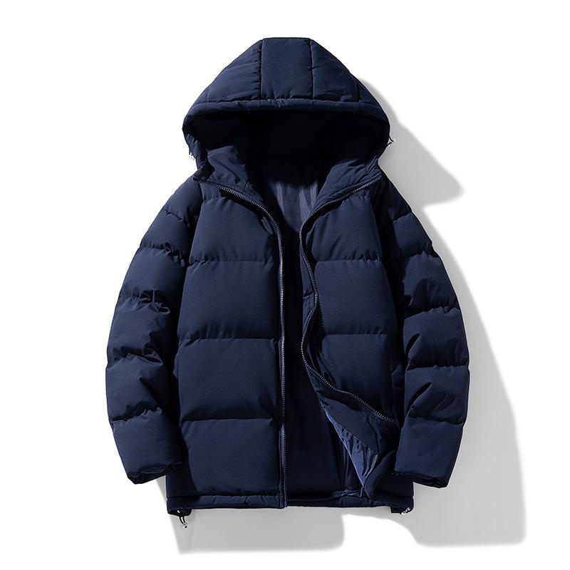 New Cotton-padded Men s Hooded Bread Coat Cotton-padded Couple Hooded Casual Cotton-padded Youth Tide Brand Solid Color Cotton-padded Coat M