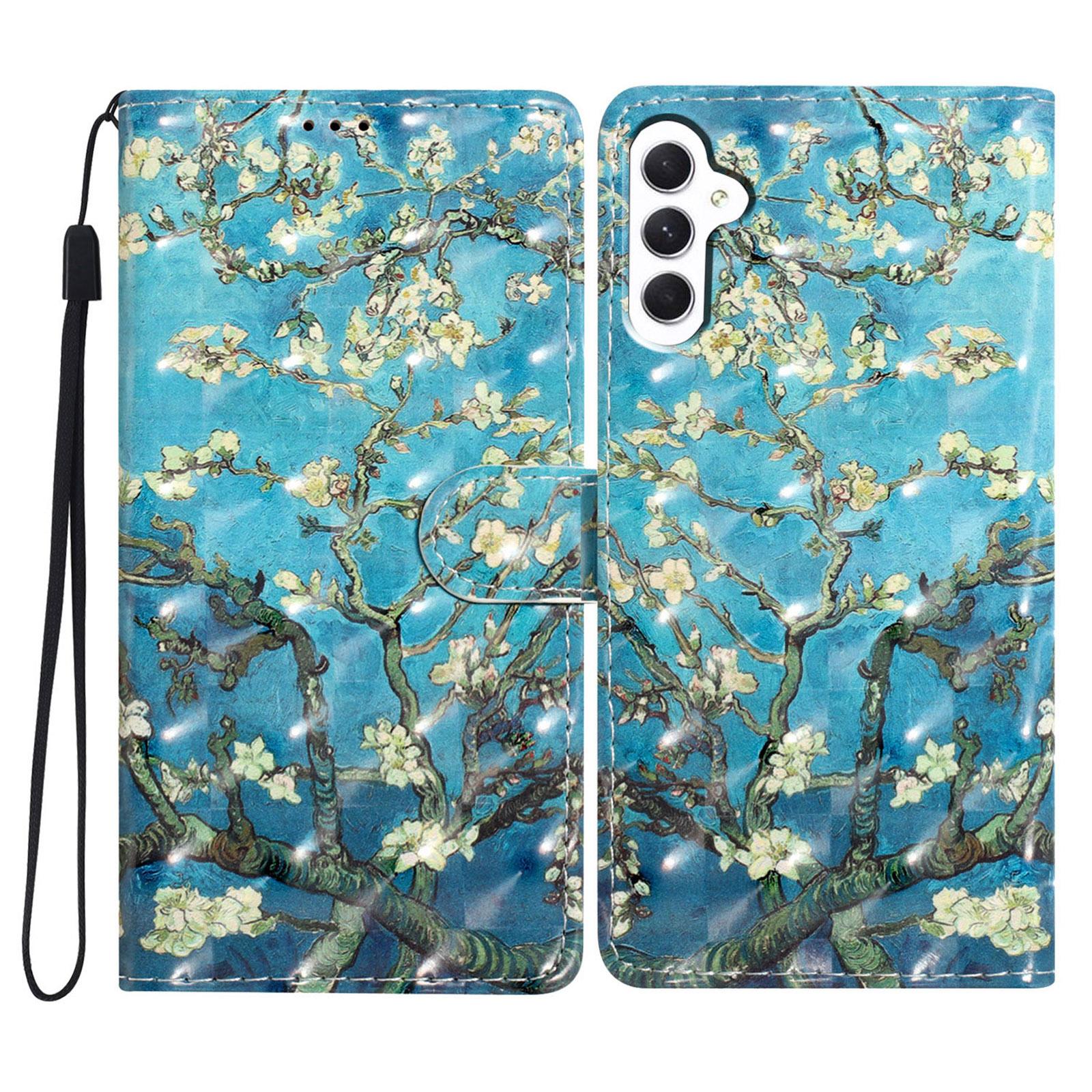 

Для Samsung Galaxy A36 5G Чохол PU Шкіряний Гаманець Телефон Чохол 3D Pattern Printing Apricot Blossom