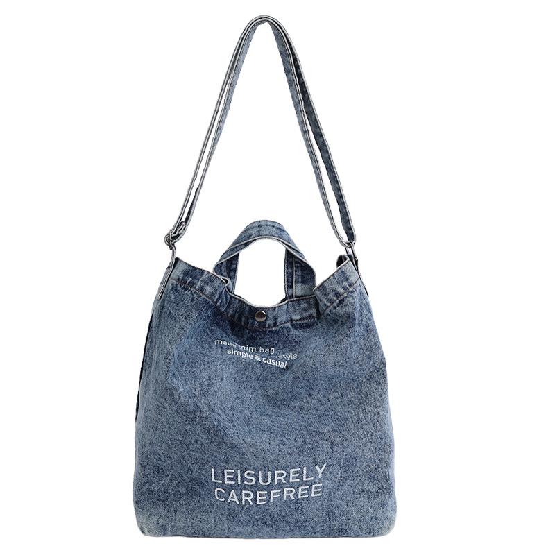 Fashion Canvas Bag Women S Shoulder Messenger Bag Women S Bag Handbag Commuter Backpack Bag Student Bag Simple светло-синий