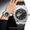 Luxury Mens Automatic Mechanical Watch Skeleton Hollow Dial Luminous Silicone Band Waterproof Business Dress Wristwatch