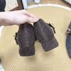 Wool version~ Small man velvet Mary Jane shoes inner height increase French retro fluffy shoes fashionable outer wear Doudou shoes