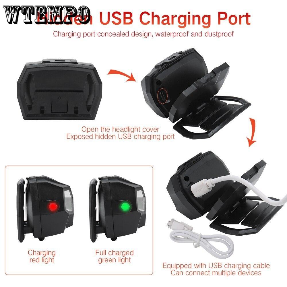 Strong Light XPE+COB+red Light USB Charging Sensing Headlights Waterproof Night Fishing for Erbium Camping Lights