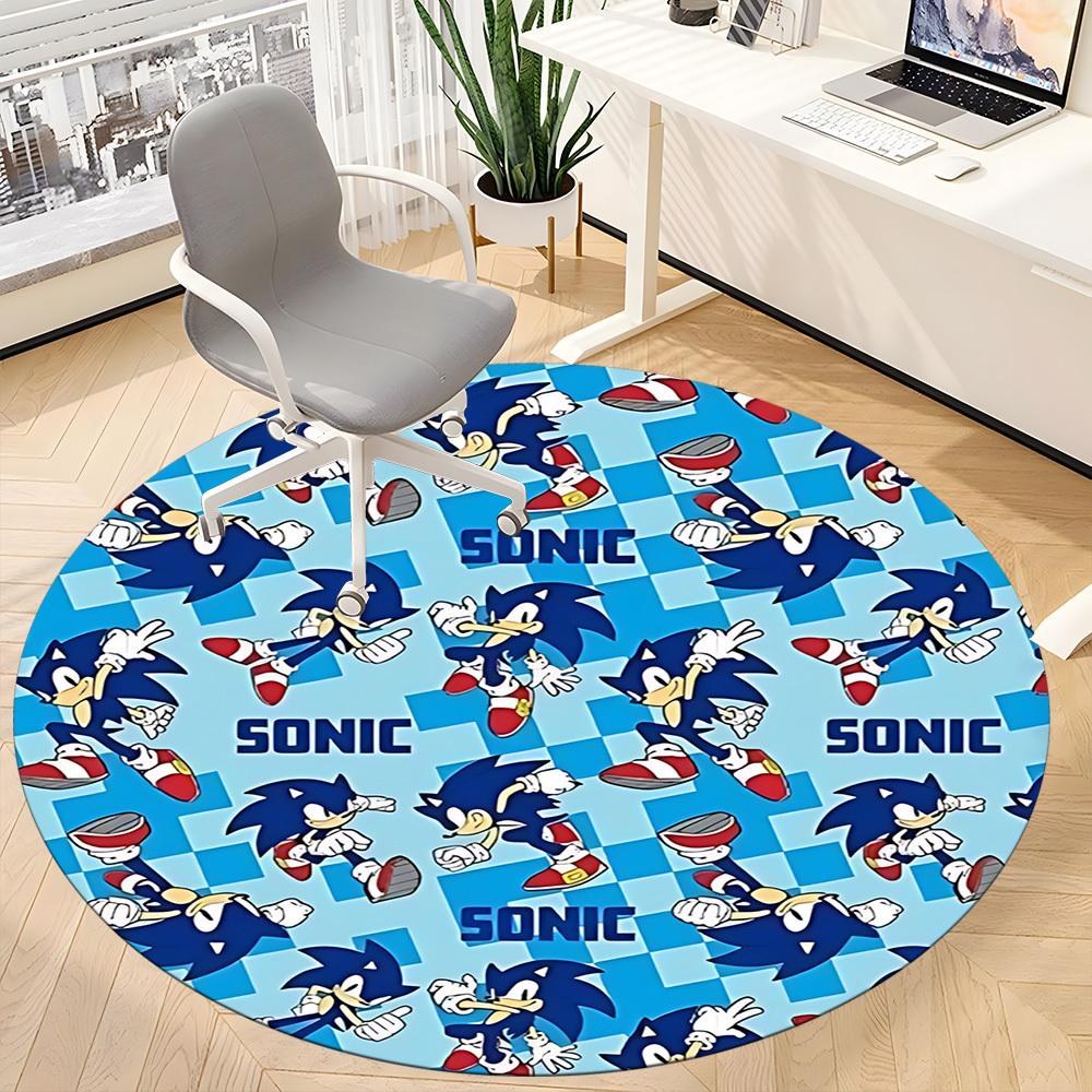 1 Stück Sonic the Hedgehog Stuhlteppich für Büro, Innenbereich Rutschfester Waschbarer Polyesterfaserteppich, Matte für Büro, Maschinenwaschbar