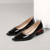 Fashion Women's New Pointed Patent Leather Mid Heel Oversized Comfortable Casual Retro Work Single Shoe