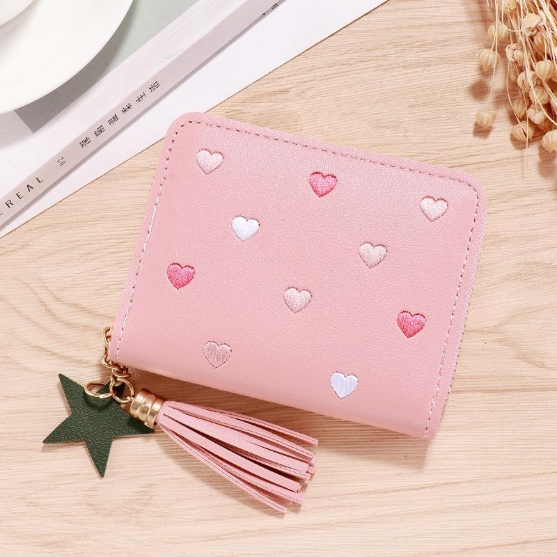 Cute Mini Tassel Wallet Women Small Wallet Ladies Girl Short Zipper Lovely PU Leather Coin Purse Female Hand Wallet Purse