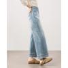 TERRE BLEUE Women's High-Waist Wide-Leg Straight Jeans
