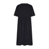 Women's Solid Color Loose Waist Mid Length Dress Cotton Linen Round Neck Dress