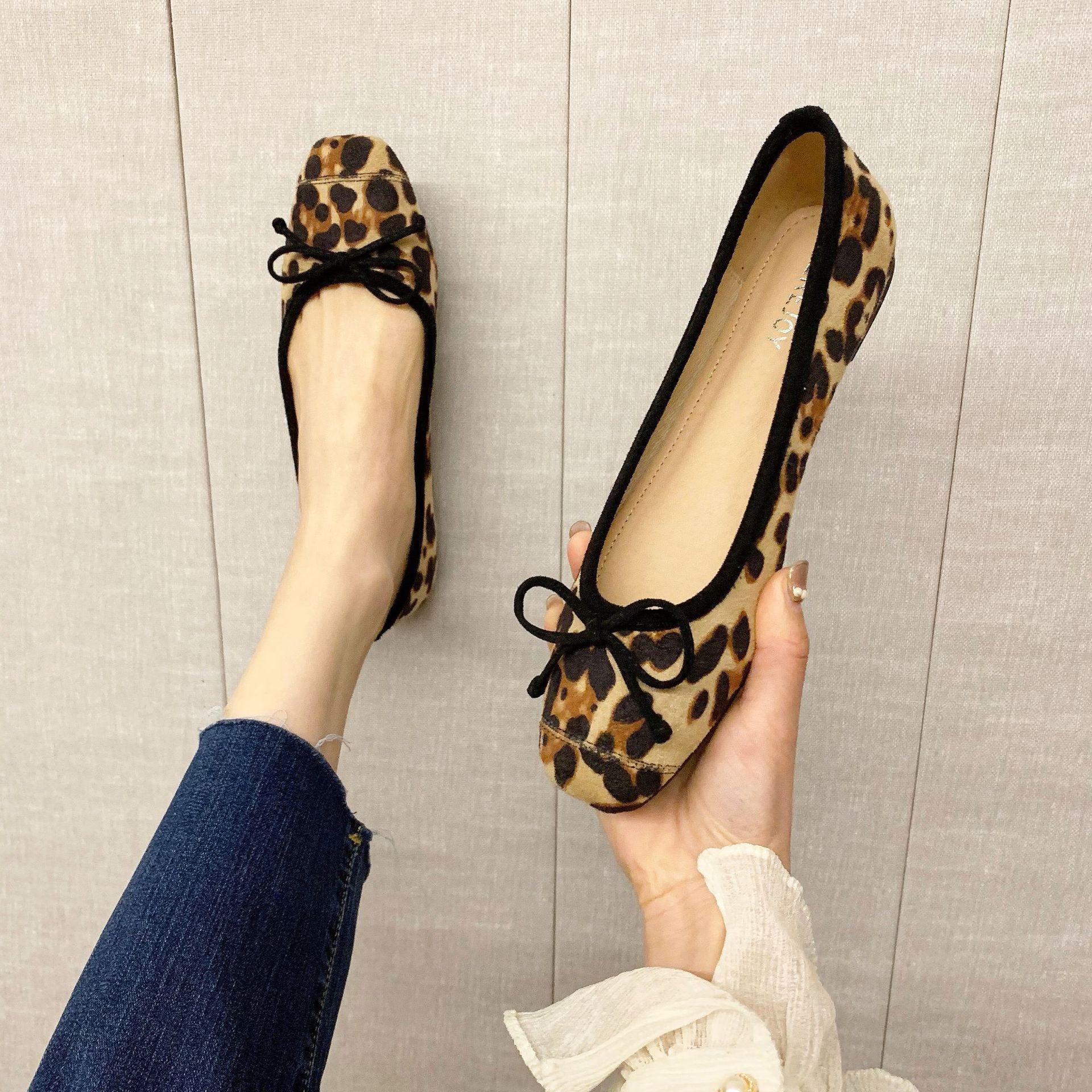 

Fashion Big Size 34-43 Women Round Toe Shoes Soft Foldable Flats Ladies Bowtie Loafers Nubuck Leather Moccasin Femmes Roll-Up Ballerinas 10 леопардовий