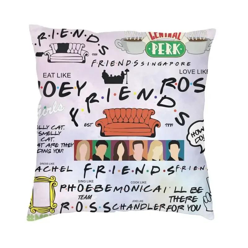 Friends Charaktere Klassisches Poster Kissenbezug TV-Show Samt Niedlicher Kissenbezug für Sofa Doppelseitiger Druck Kissen